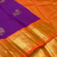 Royal Purple Kanjivaram saree with large traditional cow zari buttas