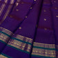 Deep Kathiripoo Purple and Emerald Green handwoven pure silk Kanchipuram Varisaipet saree with zari mayil chakram buttas, image 6.
