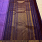 Purple handwoven pure silk Kancheepuram saree with petite peacock Korvai border — Idam Living