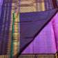Navy-purple petite peacock pallu detail on Korvai saree