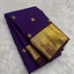 Purple Handwoven Pure Silk Kanchipuram Saree with Mayil Chakram Butta