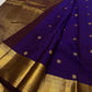 Purple Handwoven Pure Silk Kanchipuram Saree with Mayil Chakram Butta