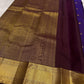 Purple Handwoven Pure Silk Kanchipuram Saree with Mayil Chakram Butta