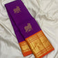 Vivid Violet Handwoven Pure Silk Kanchipuram Butta Saree with Pasu-Kanru Gold Zari and Orange Border