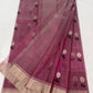 Lavender purple handloom Chanderi saree with metallic border