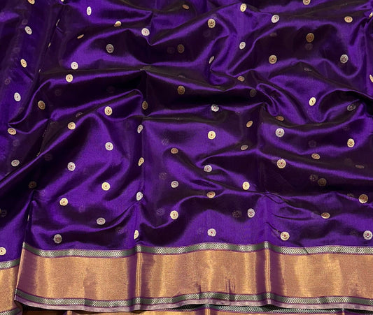 Purple Chanderi silk body close-up showing meenakari eknaal butti