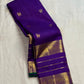 Royal Purple Pure Silk Kancheepuram saree with Mayil and Yazhi motifs - Idam Living