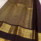 Dark Rettapet border with gold-zari detailing on a deep purple Pure Silk Kanjeevaram.