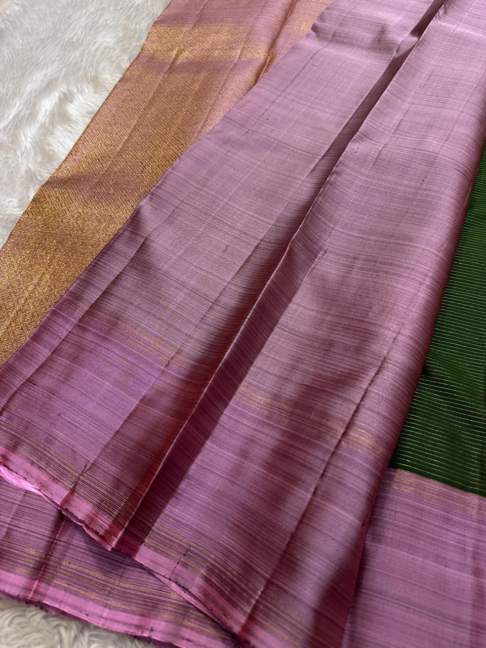 lavender silk body texture with subtle zari lines pure kanchipuram silk saree