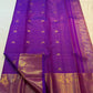Close view of handwoven Twin Bird zari buttas across Kathiripoo Purple Vairaoosi silk.
