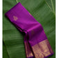 Purple handwoven Kanchipuram pure silk saree with vairaoosi weave and gold zari mayil butta on banana leaf — Idam Living