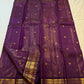 Kathiripoo purple Vairaoosi Kanchipuram silk saree draped, showing the fine zari-lined body