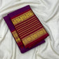 Purple Handwoven Pure Silk Kanchipuram Saree with Maroon Varisaipet Border