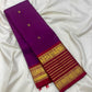 Purple Handwoven Pure Silk Kanchipuram Saree with Maroon Varisaipet Border