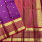 Purple Handwoven Pure Silk Kanchipuram Saree with Maroon Varisaipet Border