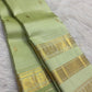 Tender Leaf Green handwoven pure silk Kanchipuram Varisaipet saree with ornamental zari border, image 3.