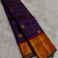 Vintage Aubergine Handwoven Pure Silk KanchiPattu Saree with Zari Kattam and Arakku Red Korvai Mayil Border