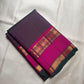 Aubergine Zari Kattam pure silk Kanchi Pattu saree with magenta Rettapet border — full saree overview — Idam Living