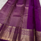 Vadamalli Purple Zari Kattam pure silk Kanjivaram saree body detail.