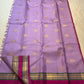 Maroon korvai rettapet border on radiant lavender Kanjeevaram pure silk saree — Idam Living