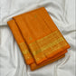 Radiant Marigold Orange KanchiPattu silk saree, folded view — Idam Living