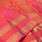 Radiant Orange Pink Shot Colour Handwoven Pure Silk Kanjeevaram Rettapet Saree with Gold Zari Border