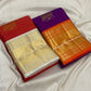 Pure Silk Kanchipuram Butta saree with broad Radiant Orange gold zari border