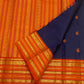Pure Silk Kanchipuram Korvai saree with radiant orange antique gold zari border