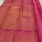 Radiant pink Kanchipuram silk saree with zari woven butta and self-colour peacock border — Idam Living