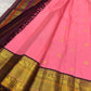 Radiant pink handwoven pure silk Kanjeevaram saree with Varisaipet Butta and Yazhi border — Idam Living