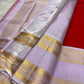 Radiant red silk body with fine vertical zari stripes, Kanjeevaram saree body detail