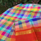Rainbow checks Kanjivaram silk saree with kumkumam red Rettapet border