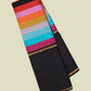 Multicolour Rainbow Handwoven Pure Silk Kanchipuram Saree with Black Zari Border