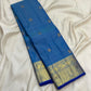 Ramar Blue Pure Silk Kanchipuram Vairaoosi Saree with Silver Zari Pettu