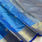 Ramar Blue Pure Silk Kanchipuram Vairaoosi Saree with Silver Zari Pettu