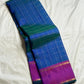 Peacock Blue Zari Kattam Kanchipuram saree with Kathiripoo-purple border