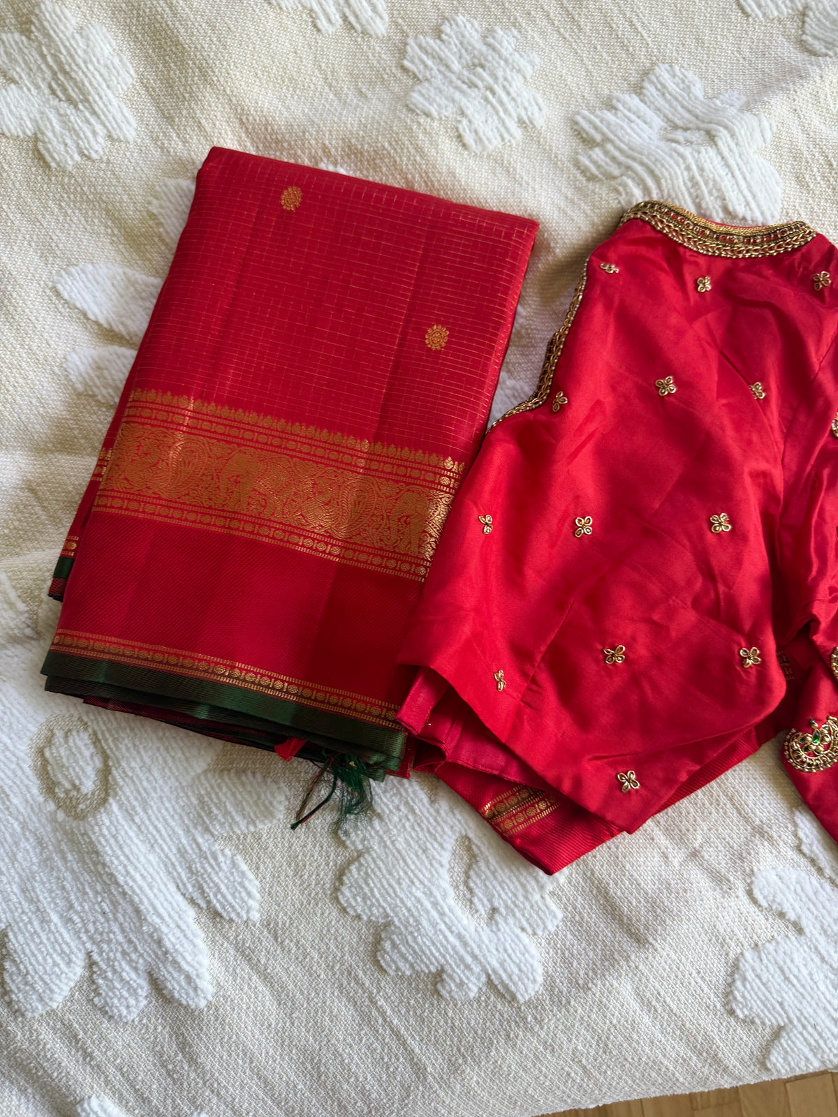 Ramyam silk blouse with antique gold Kundan work