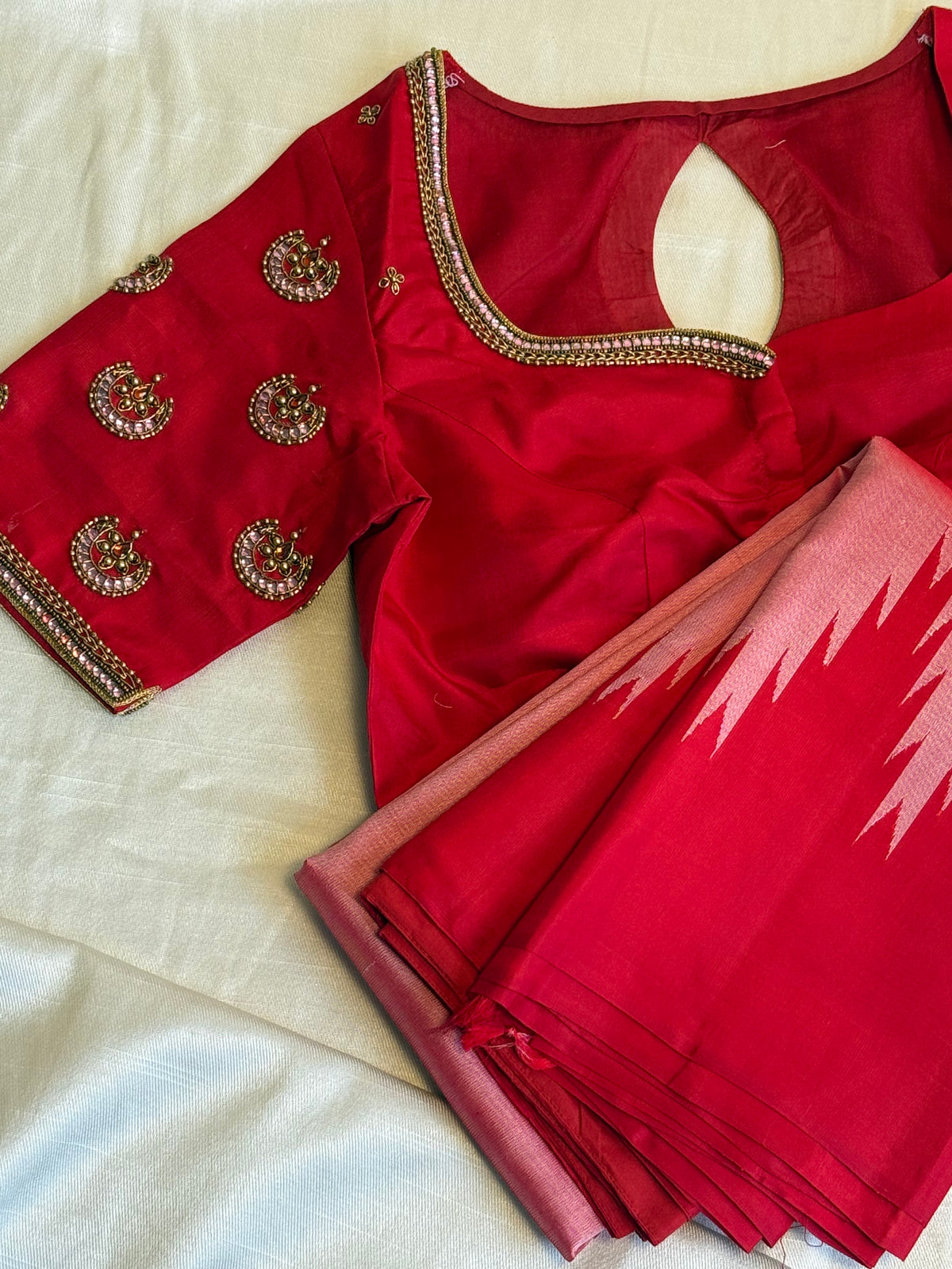 Made-to-measure Ramyam silk blouse with Kundan work