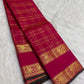Rani Magenta pure silk Kanjivaram Zari Kattam saree with antique-gold checks and broad gold border.
