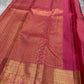 Rani Pink pure mulberry silk saree with intricate antique-gold floral zari border.