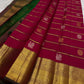 Rani pink antique gold Kanchipuram silk saree with Veldhari Korvai weave and Kamalam butta — Idam Living