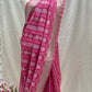 Rani Pink Banarasi handloom saree with silver and gold Sona Rupa zari border