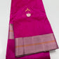 Rani Pink Chanderi Pattu Silk saree with pale-silver border