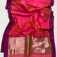 Rani pink Chanderi Pattu Silk saree with floral buttas