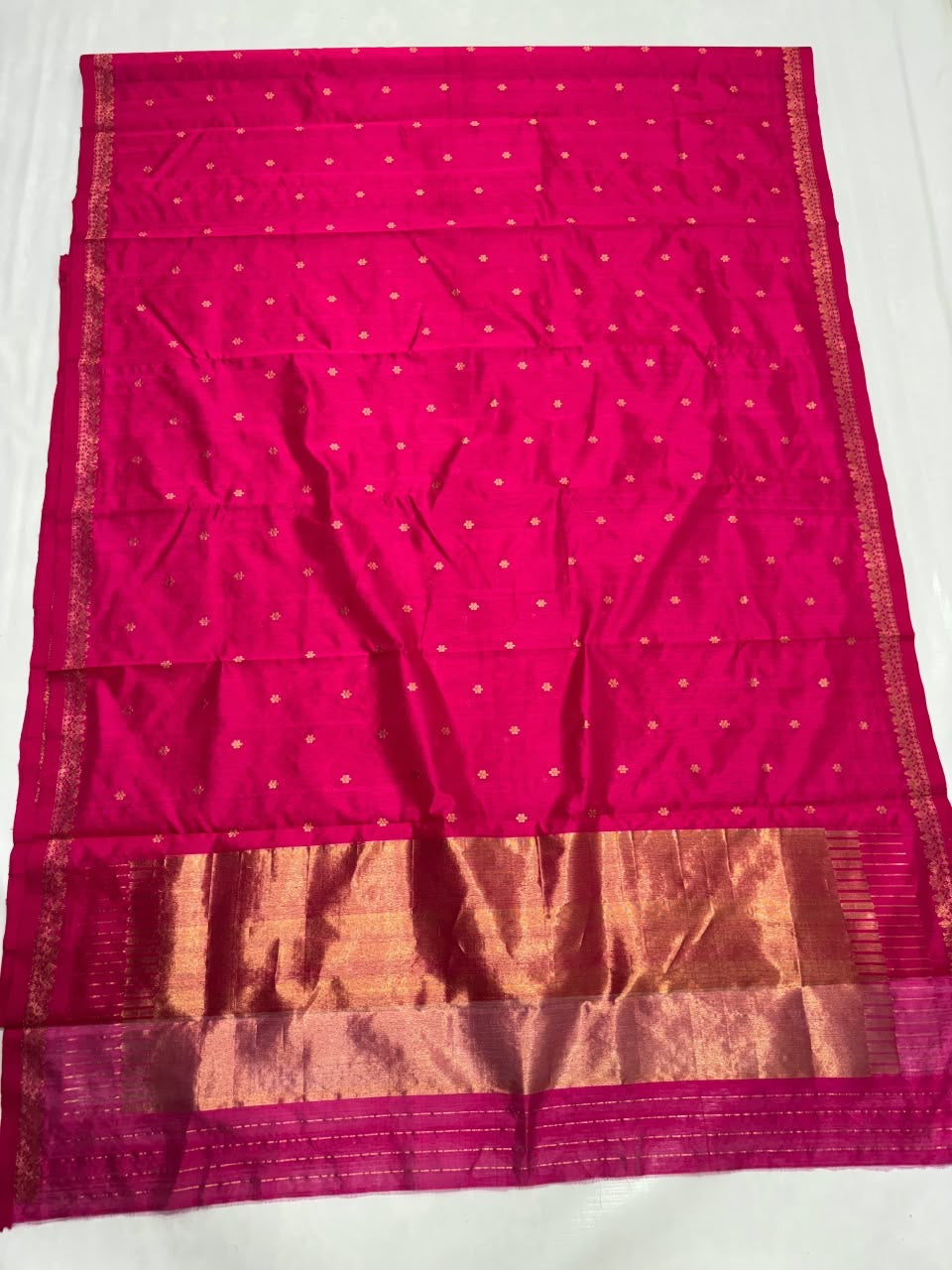 Festive pink and gold Katan Silk Chanderi handloom saree