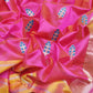 Rani pink Chanderi saree with glowing mustard-gold contrast border