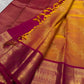 Rani Pink border with classic-gold zari on the Sampangi Gold Kanchipuram saree.