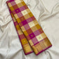 Grand Rani Pink pallu with dense antique-gold geometric zari weaving on Kanjivaram silk.