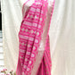 Handwoven raindrop buttas on Rani Pink Pure Katan Silk Banarasi saree