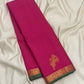 Fuchsia Pink Handwoven Pure Silk Kancheepuram Vairaoosi Saree with Yazhi Motif